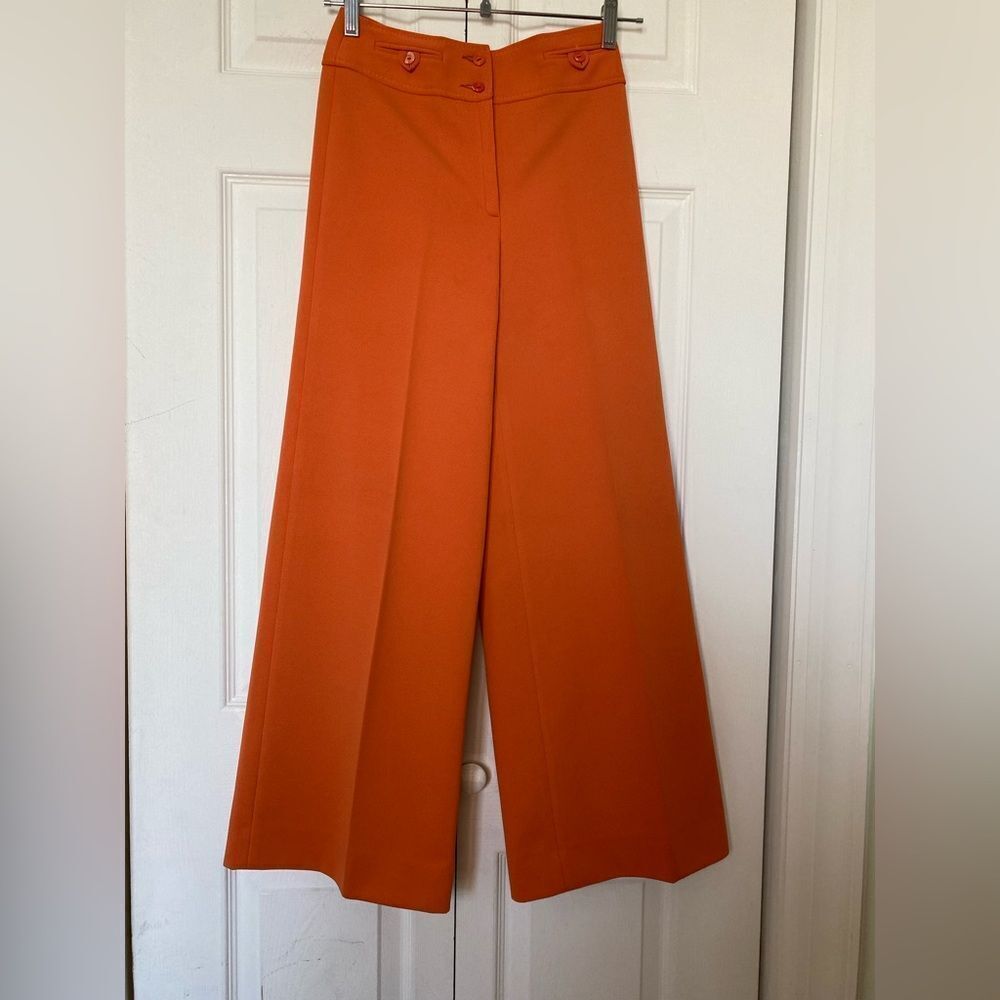 1970s Aries Paris High Waisted & Flared Orange Disco Pants